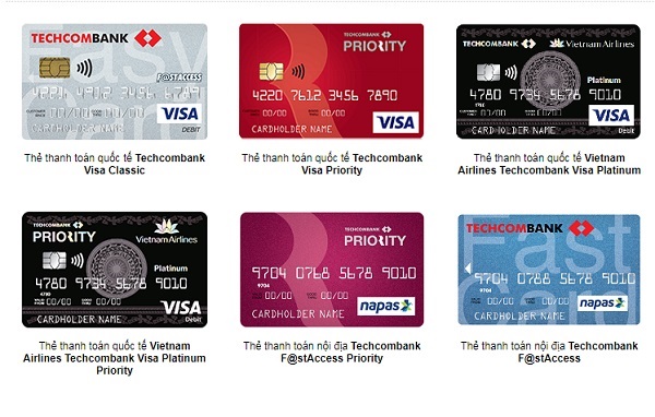 Các loại thẻ visa techcombank