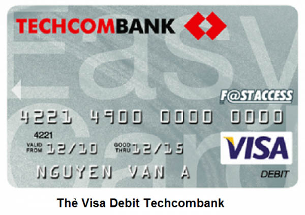 Thẻ visa debit ngân hàng techcombank