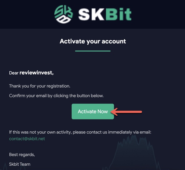 Bước 4: kích hoạt tài khoản skbit