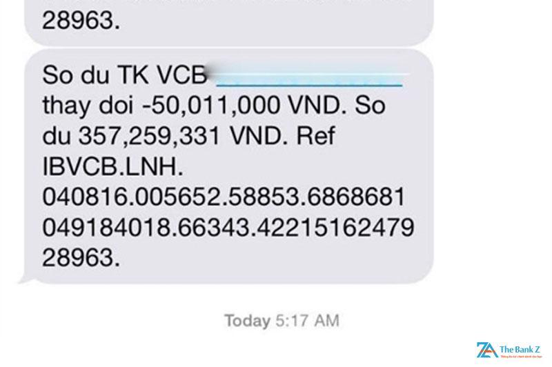Chế ảnh số dư tài khoản Vietcombank bằng tin nhắn biến động