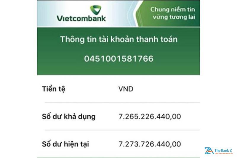Ảnh Số Dư Tài Khoản Khủng Vietcombank Trên App VCB Digibank