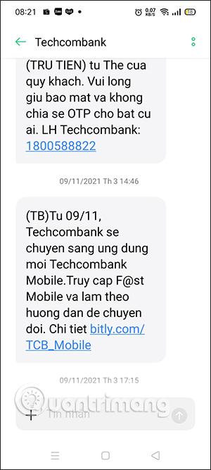 Xác nhận giao dịch Techcombank Mobile