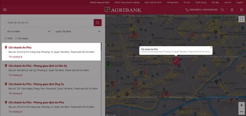 Tra cứu ATM/Phòng giao dịch và số tổng đài chi nhánh Agribank